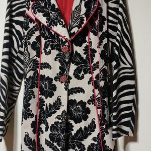 3 Sisters floral and zebra mixed coat